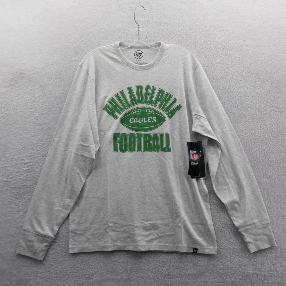 47 Brand Shirt Mens Medium Philadelphia Eagles Gray Long Sleeve Cotton Blend